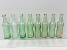 LOT OF 8: ATQ PEPSI:COLA EMB GREEN GLASS SODA BOTTLES (DURHAM, NC)