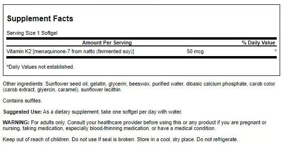 Swanson Vitamin K-2 - Natural 50 Mcg 30 Softgels - Image 2 of 4