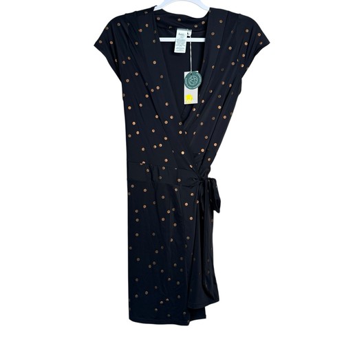 NWT Boden Lefkada Wrap Swim Cover Up black with gold dots Size 8 D27 - Picture 2 of 11