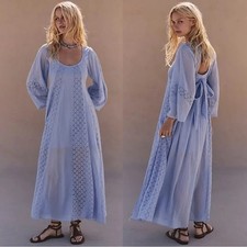 Free People Ethereal Lace Starlight Maxi Dress in Dawn Breeze Medium NWT