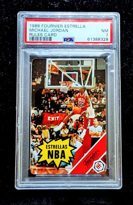 1988 Fournier Estrellas Michael Jordan Rules Card PSA 7