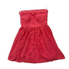 Y2K Red Polka Dot Strapless Smocked Back Mini Dress Babydoll Fairy Retro Style