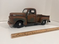 1:18 CUSTOM 1949 FORD PICK UP TRUCK DIE CAST METAL CAR WEATHERED BARN RUSTED