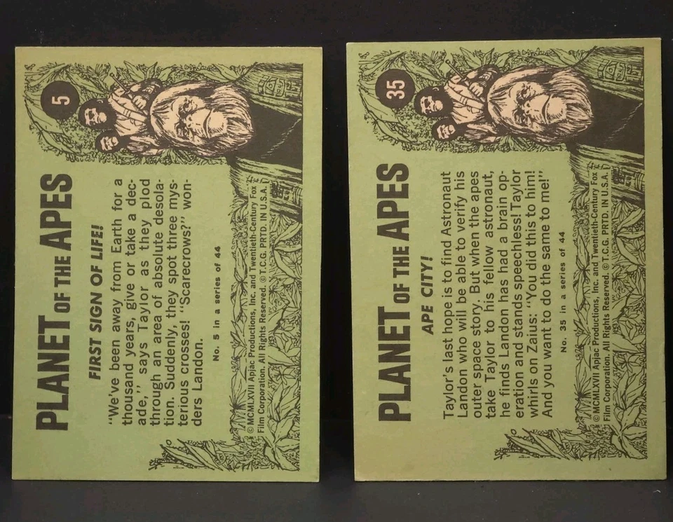 Lote de 2 cartas 1969 Topps Planet of the Apes - Imagem 2 de 2