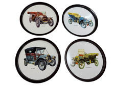 Vintage Antique Car Tin Trays Set Of 4 Ford Model T Franklin Welch Peerless Vintage Antique Car Tin Trays Set Of 4 Ford Model T Franklin Welch Peerless