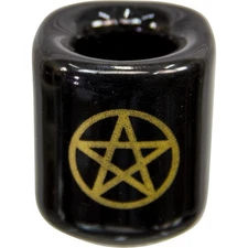 Black Chime (Mini) Candle Holder with Gold Pentacle!