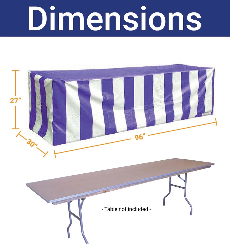 Fitted Vinyl Tablecloth 96x30 Blue White Rectangular Banquet Display Table Cover - Image 2 of 3