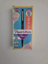 Paper Mate Flair Felt Tip Pen, Black, Medium Point, 8430152, 1 Dozen On A Box 