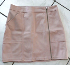 Express Skirt Womens 6 Pink Faux Leather Lined Full Front Zip Mini G437