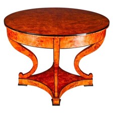Q `Classique Noble Table En Erable Moucheté Allemagne Du Sud Biedermeier Style