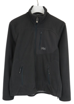 HELLY HANSEN Jacket Men's MEDIUM Fleece Grey Full Zip Logo Pocket High Neck