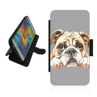 Bulldog Handyhülle Wallet Flip Cover für iPhone Samsung Google BUL1 Hund