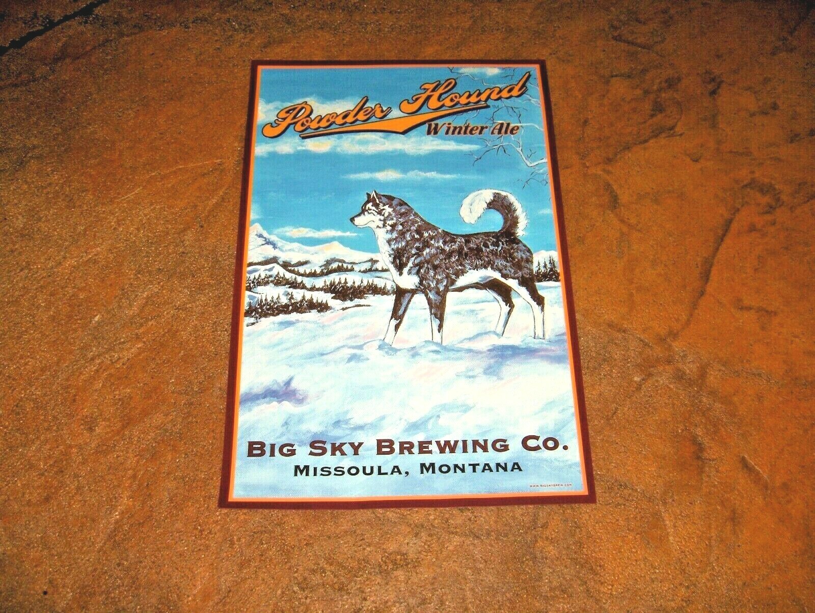 801* POWDER HOUND WINTER ALE BEER POSTER HUSKY DOG BIG SKY