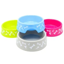 Pet bowl Feeding Water Plastic Dish Bowl Plate with Bones 20 oz dog cat. D: 5.5"