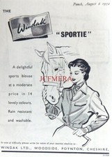 WINDAK 'Sportie' Ladies' Sports Blouse ADVERT #2 : Small 1952 Print 670/103