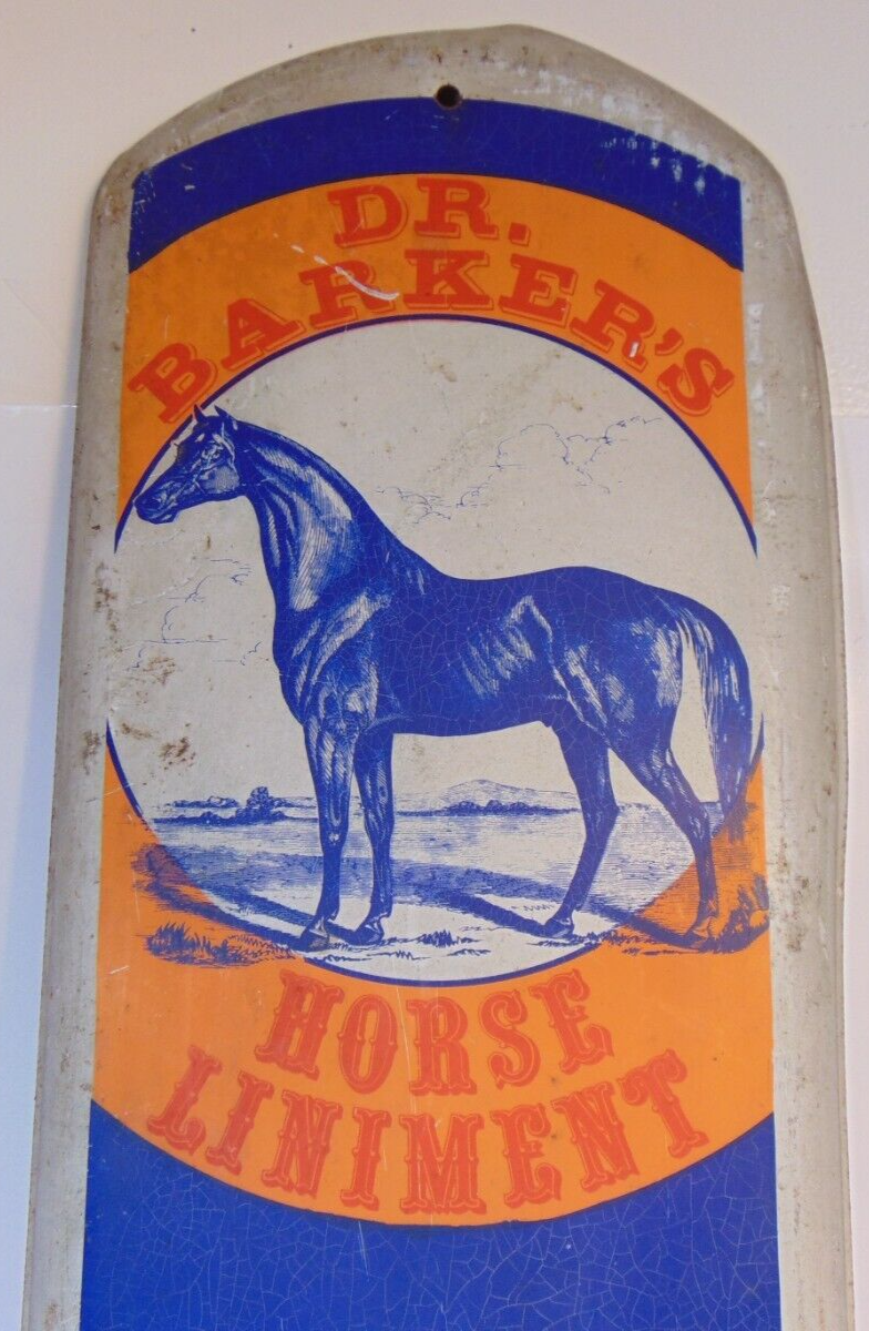 Horse Lovers Sign Dr. Barker's Liniment Vintage 1950s 38.5" Tall