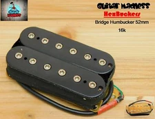 G.M. HexBucker High Output (52mm) Bridge Humbucker Black, Chrome Poles