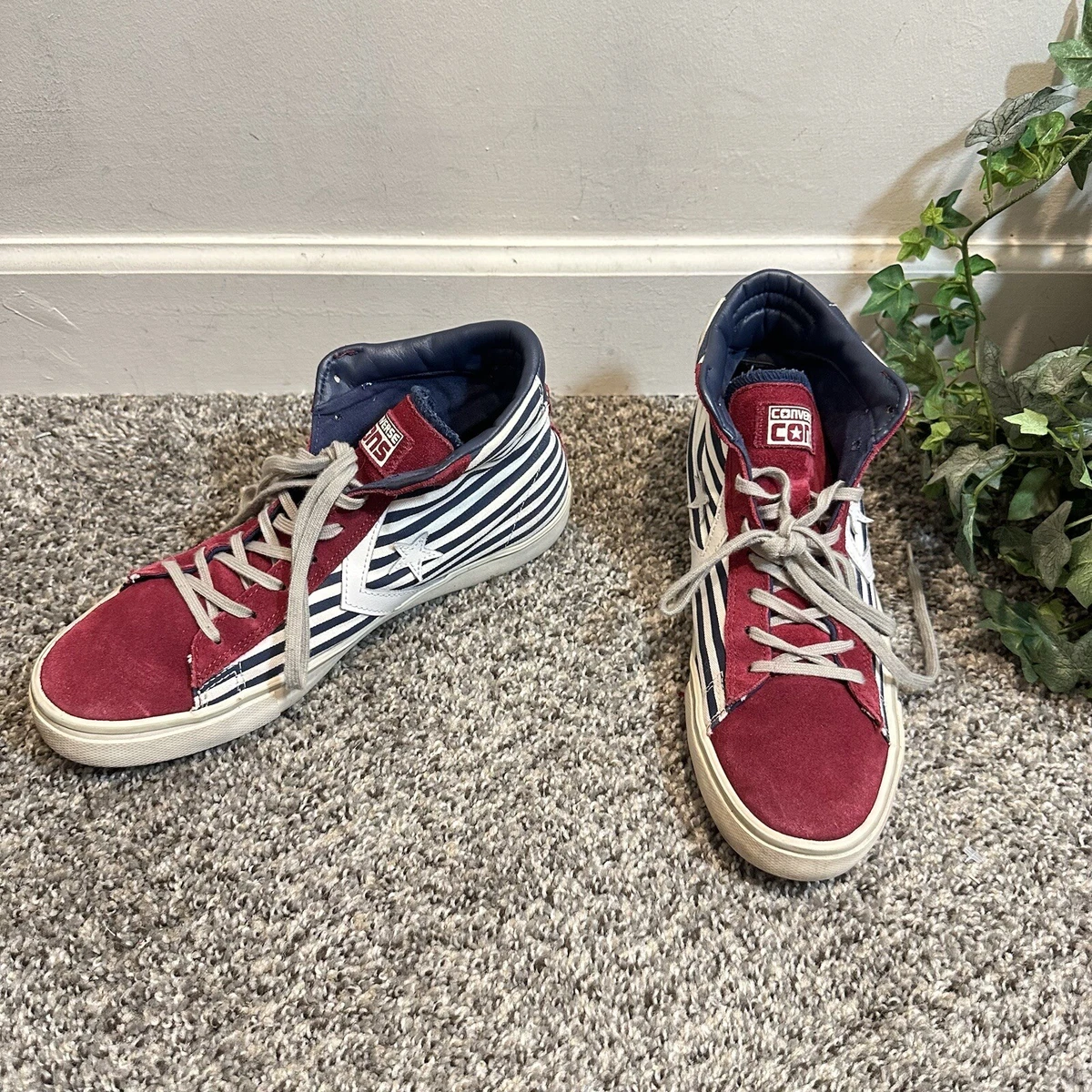Maroon leather shop converse