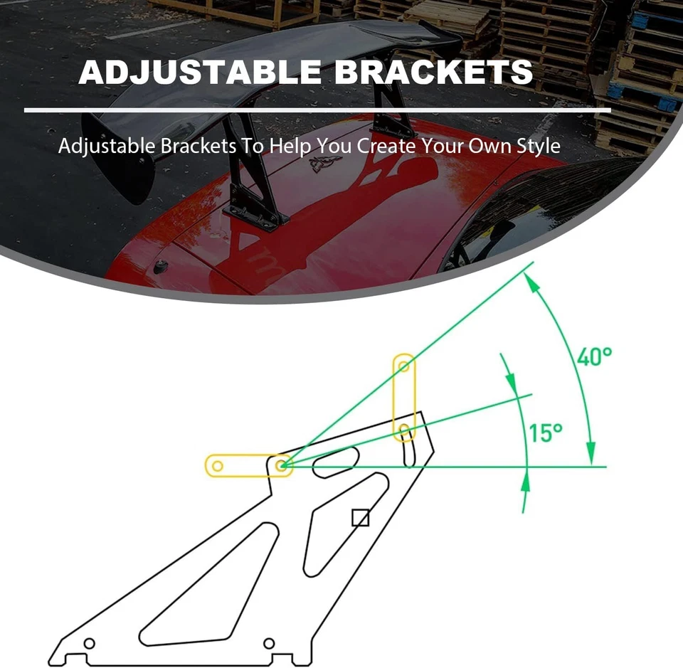 For Nissan 350z 370z 47'' Rear Trunk GT-Style Spoiler Wing Adjustable ABS Carbon - Image 3 of 4