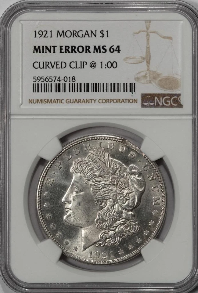 1921 NGC MS64 Curved Clip Morgan Silver Dollar Mint Error Wow - Image 3 of 4