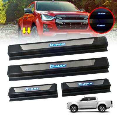 Scuff Plate Sill LED 4 Door Black For Isuzu D-max Dmax Pickup Ute RG01 2020-2022