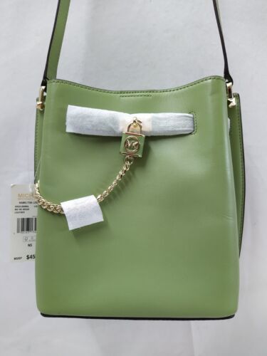 Michael Kors Hamilton Legacy Green Leather Lock Detail Messenger Bag - NWT $458 - Picture 3 of 13