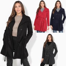Women Warm Winter Parka Belted Fitted Ladies Military A Line Classic Coat Jacket