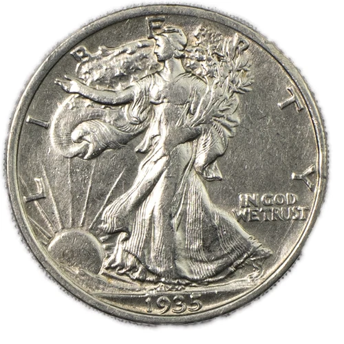1935-P Philadelphia Walking Liberty Silver Half 50c AU+ Cleaned
