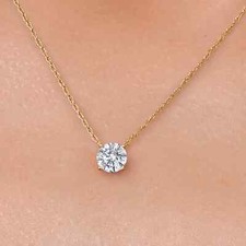 Lab Grown 5 Cts IGI Certified Diamond Solitaire Pendant Necklace 14k Yellow Gold