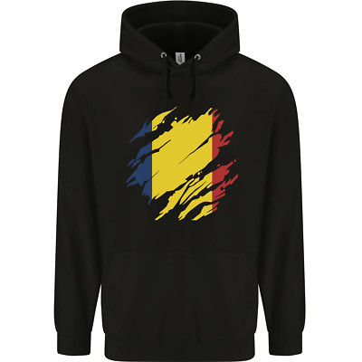Torn Chad Flag Chadian Day Football Mens 80% Cotton Hoodie