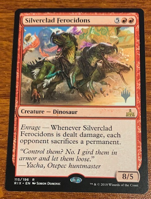 2018 MTG Rivals of Ixalan Pre Release Foil #115/196 Silverclad Ferocidons