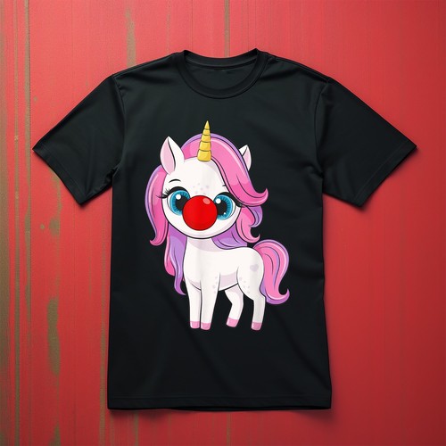 Cute Unicorn Face Red Nose Novelty Funny T-Shirt Adults & Kids Comedy Tee Shirt - Picture 6 of 15