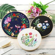 3X Needlework Beginners Craft Set DIY Embroidery Kit Flower Stitch Pattern Cross