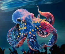 POLPO - Quadro, Olio su tela - oil on canvas - GRANDI DIMENSIONI  cm. 120 x 100