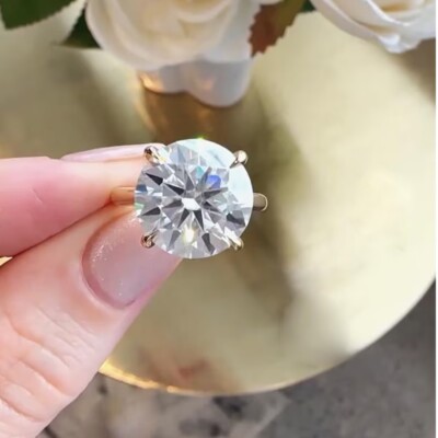 RARE Ct Treated Off White Diamond Solitaire Ring In 925