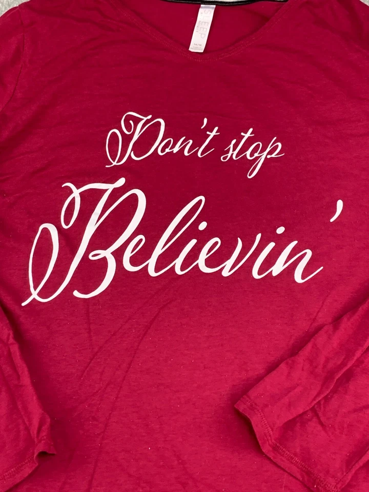 Топ женский Sleep by Cacique PJ 14/16 красный «Не переставайте верить» мягкий эластичный б/у в отличном состоянии - Изображение 3 из 4