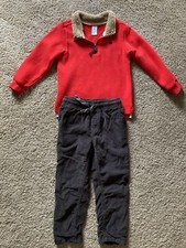 Carter  s Toddler Boy Holiday Outfit Red Sweater Dark Gray Cordoroy Pants 5T