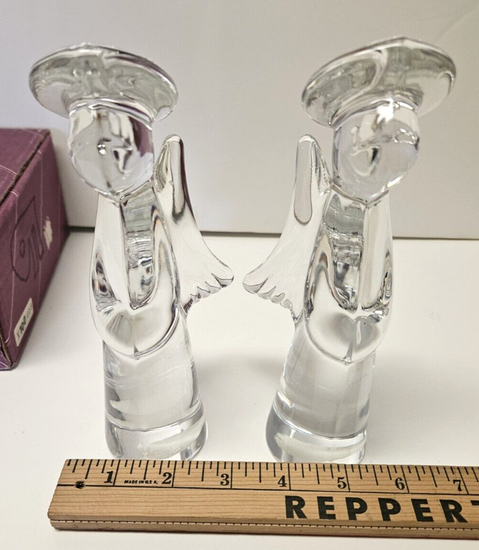 2 Dansk Lead Crystal Angel, Vintage,  7-1/4" Tall