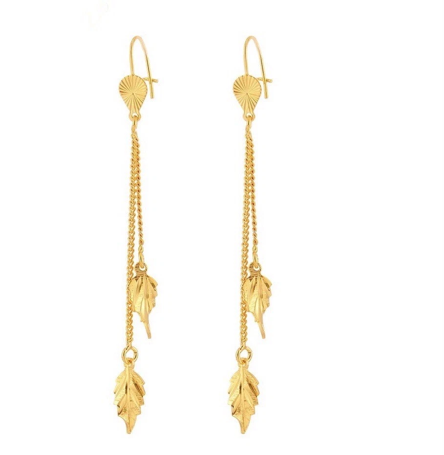 Pendientes colgantes, pendientes de borla de oro, pendientes colgantes rellenos de oro de 24k para mujer Foto 4 de 4