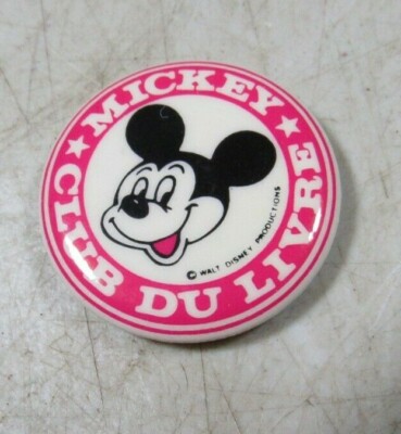 Vintage Disney Mickey Mouse Pin Back Button Club Du Livre | eBay
