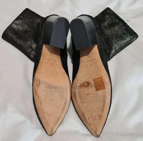 Iro Ladilor Sliced Metallic Suede Leather Ankle Boots Black/Gold Size uk 8 eu 41 - 第 7/8 張圖片