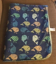 Kidgets Blue Whale Baby Blanket Sherpa Stripes Polkadot 28x38