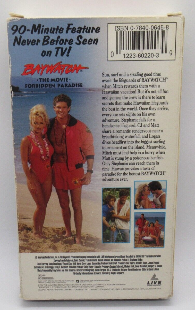 BAYWATCH: THE MOVIE - FORBIDDEN PARADISE VHS VIDEO, DAVID