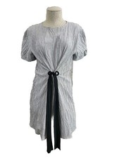 ZARA Womens XS Basic Black White Plaid Tie Front Summer Knee-Length Dress EUC