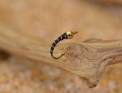 Tungsten BH Black Zebra Midge Nymph Fly - 1 Doz Flies - Mustad Signature Hooks