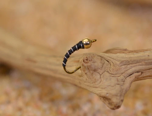 Tungsten BH Black Zebra Midge Nymph Fly - 1 Doz Flies - Mustad Signature Hooks