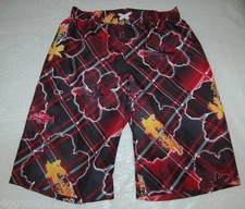 Boys Swim Trunks OCEAN PACIFIC XL 14-16 Black RED PLAID Tropical