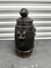 African Tribal Art Baule Mouse Oracle Pot Côte d'Ivoire Carved Wood Diviner