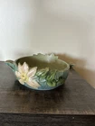Vintage Roseville Clematis Floral Console Bowl Green Art Pottery
