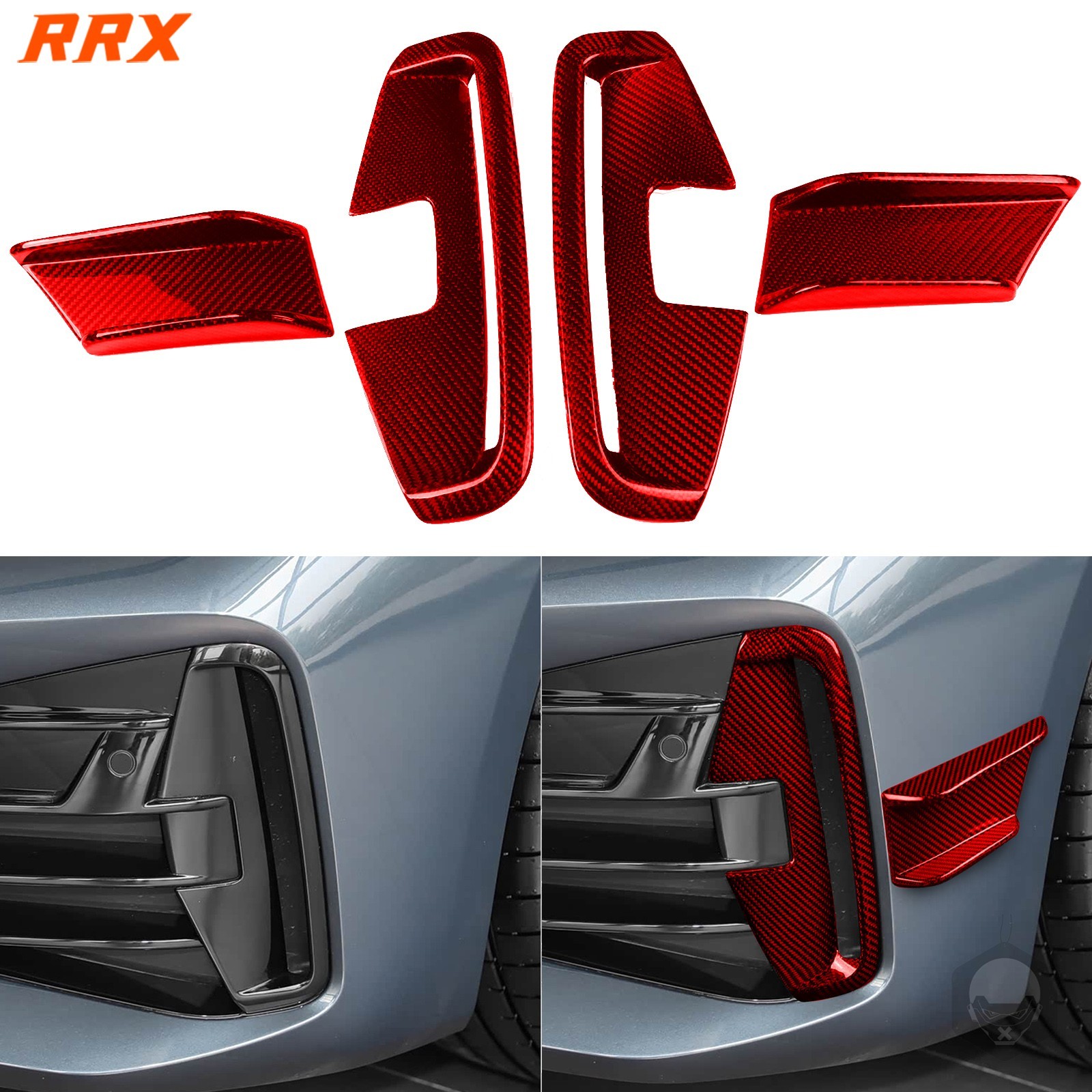 Red Dry Carbon Fiber Front Bumper Spoiler Vent Cover For BMW 4 Series G22 G23